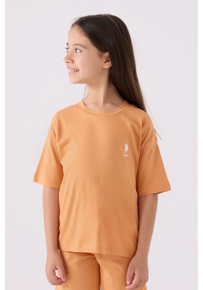 U.S. Polo Assn. U.s. Polo Assn Kız Çocuk Turuncu Bermuda Takım Us1848-c-v47 Turuncu