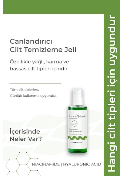 Insane Naturale Arındırıcı Ve Canlandırıcı Yüz Temizleme Jeli 200 ML