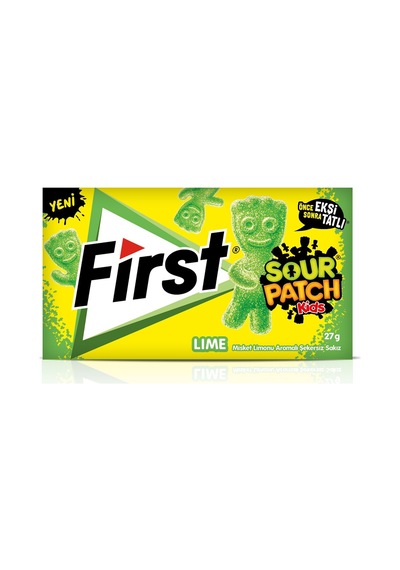 First Sour Patch Kids Lime Misket Limonu Aromalı Şekersiz Sakız 27 G - 3'lü Paket