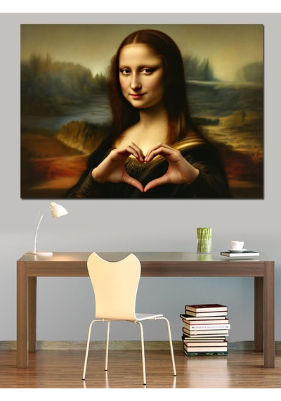 Mona Lisa Kalp Yapan Dekoratif Kanvas - Mdf Ahşap Tablo