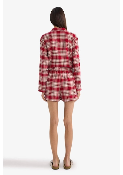 Defacto Regular Fit Flanel Kareli Şort Pijama Altı-fall İn Love F3675ax25wnbr196 Bordo-br196