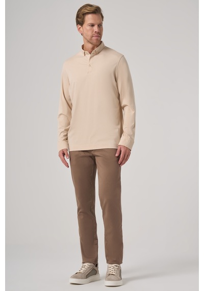 Morven Erkek Bej Trend Polo Yaka Rayon Sweatshirt 26ks063004653 Bej