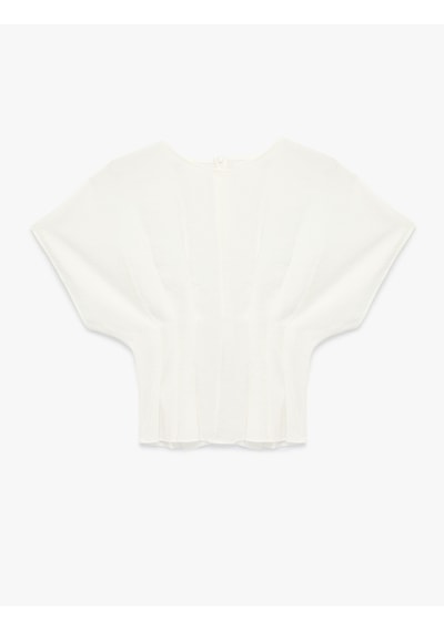 Koton Bisiklet Yaka Regular Fit Kolsuz Drapeli Bluz Kırık Beyaz 6sak60110pw Ekru