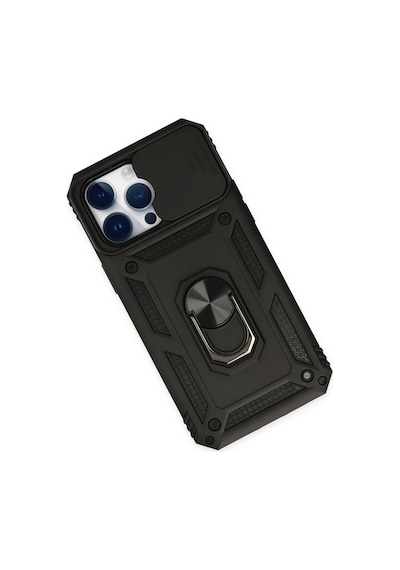 Newface - 865 - İphone 14 Pro Max Kılıf Pars Lens Yüzüklü Silikon - Edntrend - - Siyah
