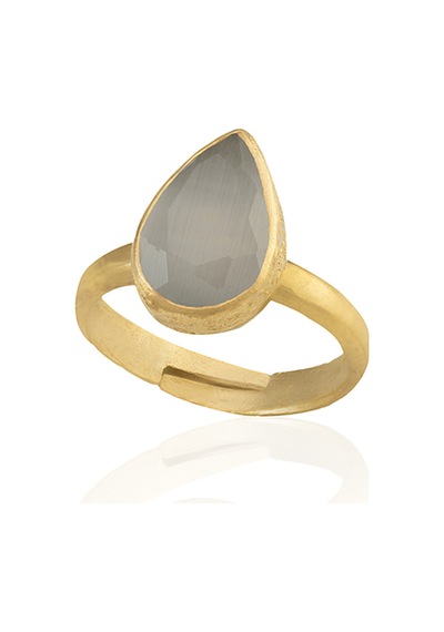 Kadir Jewellery 22 Ayar Altın Kaplama Zirkon Taşlı Ayarlanabilir Kadın Moda Yüzük Gri