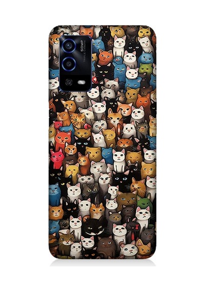 Oppo A55 Uyumlu Silikon Kılıf Sevimli Komik Kedi Suratları
