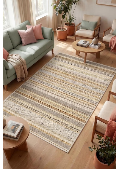 Tr Alexis Kadife Kilim Desen Kaymaz Pamuk Tabanlı Yıkanabilir Antibakteriyel Salon Halısı 200x300 Diğer