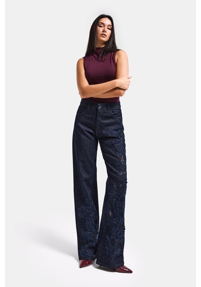Itsbasic Kadın İndigo Selvedge T-7s6-50 Loose Fit Nakış Dantel Desenli Özel Tasarım Denim Jean Itsbasic Kadın İndigo Selvedge T-7s6-50 Loose Fit Nakış Dantel Desenli Özel Tasarım Denim Jean