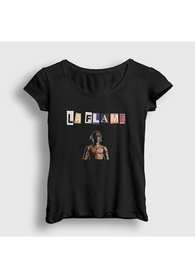 Presmono Kadın La Flame Astroworld Travis Scott T-shirt Siyah