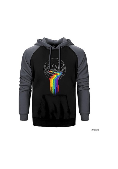 Gökkuşağı Akışı Sarı Renk Reglan Kol Sweatshirt / Hoodie