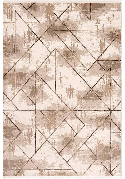 Çam Halı Lizbon 4506 Vizon Enti Halı Modern Eskitme Desenli Makine Halısı