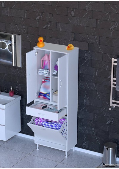 Eliusta Pine 55 Cm Genişlikte Dolap 55x171x32,5 Cm Banyo/mutfak Dolabı İki Kapaklı Sepetli Dolap Beyaz Eliusta Pine 55 Cm Genişlikte Dolap 55x171x32,5 Cm Banyo/mutfak Dolabı İki Kapaklı Sepetli Dolap Beyaz