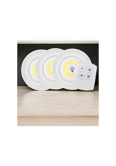 Buğz Spot Lamba Led Işık 3'lü Uzaktan Kumandalı Pilli Yapışkanlı Kablosuz Diğer 36479901