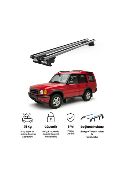 Venüs Land Rover Discovery 1998-2004 Uyumlu Gri Ara Atkı Port Bagaj Tavan Barı