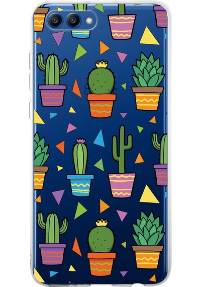 Huawei Honor View 10 İle Uyumlu 1mm Slim Fit Water Color 4 Baskılı Şeffaf Kılıf Şeffaf