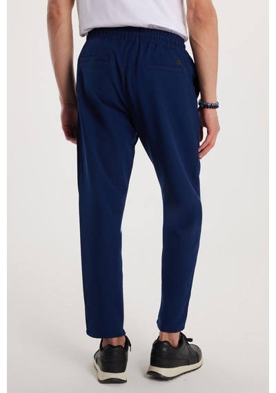 Tudors Erkek Beli Lastikli Bağcıklı Jogger Lacivert Pantolon Rahat Kesim Yan Cepli-33184 Lacivert