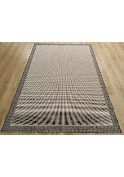 Çam Halı Sisal 9313 Gri / Beyaz Bordürlü Jüt Sisal Kilim