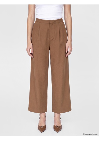 Lcw Modest Bej Regular Fit Kadın Pileli Kumaş Pantolon