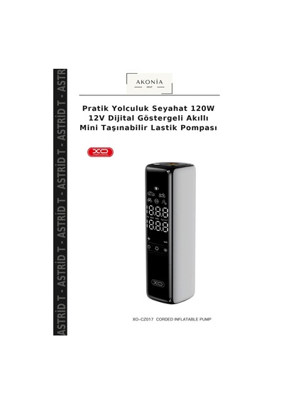 Pratik Yolculuk Seyahat 120w 12v Dijital Göstergeli Akıllı Mini Taşınabilir Lastik Pompası