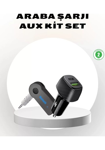 Home Bluetooth Aux Çevirici Ve Pd Destekli Araç Şarj Cihazı 2 Li Set
