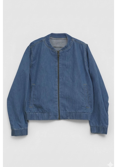Kadın Mavi Bomber Denim Ceket mavi