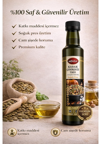 Soğuk Pres Kabak Çekirdeği Yağı 250 Ml %100 Saf Katkısız Çok Amaçlı Doğal Yağ