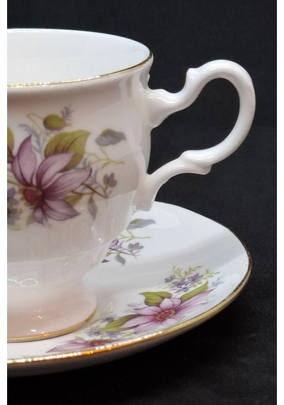 Royal Kent Bone China Çiçekli Duble Kahve Fincanı 130 Ml Pembe