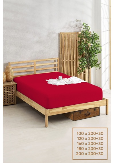 Penye Lastikli Çarşaf Pamuklu Jersey Çift Kişilik 160x200cm Bordo Bordo