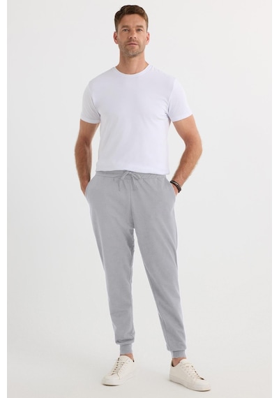 Tudors Erkek Regular Fit Klasik Kesim Beli Bağcıklı Jogger Cepli Lastikli Paça Gri Eşofman Altı-40064 Gri