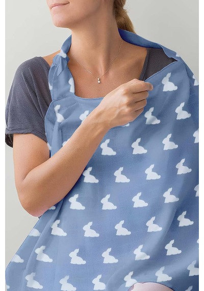 Mono Lapin Royal Blue Müslin Bebek Emzirme Önlüğü Bbkemo-ryb-000std