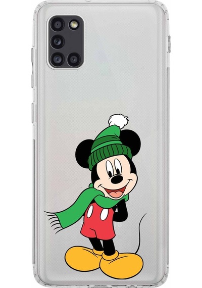 Samsung Uyumlu Galaxy A31 Kamera Korumalı Kapak Mickey Mouse Tasarımlı Şeffaf Kılıf Şeffaf