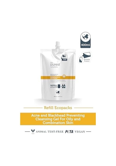 The Purest Solutions Sivilce Ve Siyah Nokta Karşıtı Yağlı Karma Ciltler Temizleme Jeli Ekolojik Yedek Paket 400 Ml