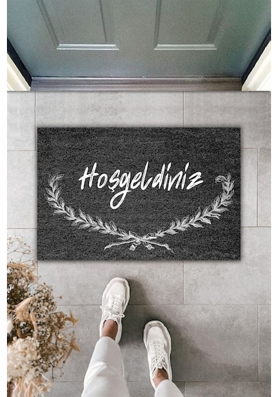 Dormot Modern Dijital Paspas - Siyah Hoşgeldiniz Karşılama Paspas - Kapı Önü Dekoratif Paspas 70x45