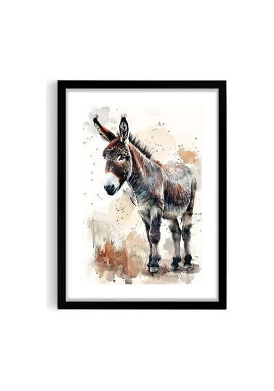 Donkey Figürlü Watercolor Duvar Tablosu 50x70cm - Pvc Canlı Uv Baskı Çerçevesiz Tablo