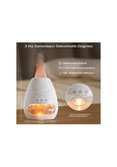 3d Alev Görünümlü Oda Hava Nemlendirici Himalaya Tuzlu Humidifier Buhar Makinesi
