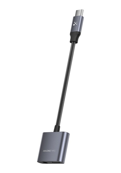 Amazingthing Thunder Pro 2in1 Type-c To 3.5mm Hi-fi Aux Çevirici Ses Adaptörü Gri
