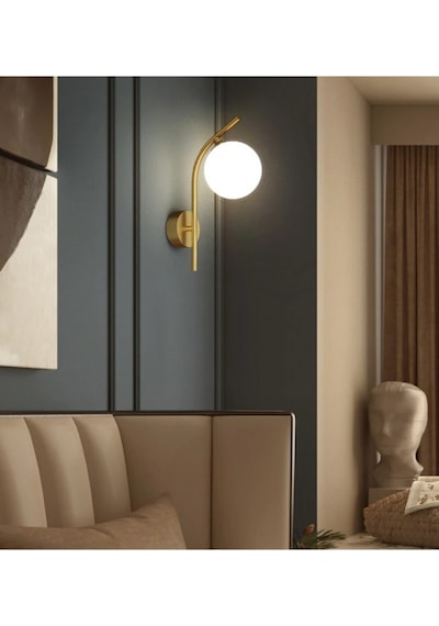 Lüks Eskitme Modern Beyaz Glop Camlı Tekli Aplik