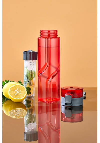 800 Ml Detoks Su Matarası Suluk Pipetli , Bpa Sız, Kilitli Ve Sızdırmaz Kapak - Kırmızı Kırmızı
