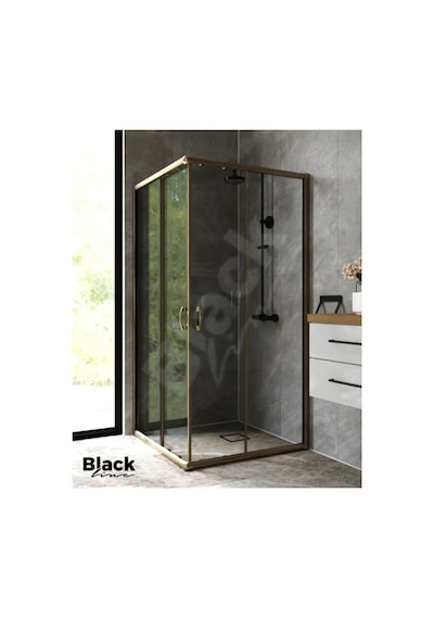 Blackline Bronz Köşe Duşakabin 5Mm Temperli Cam H:190 110 x 130 CM