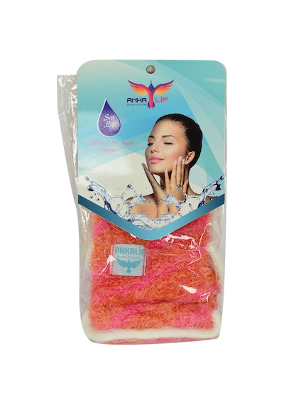Ankalif İpli Sırt ve Vücut Yumuşak Banyo Lifi Pembe - Turuncu 56 x 10 CM
