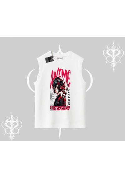 Tarzsokak Kolsuz Tshirt Anime Girlfriend Kırmızı Beyaz