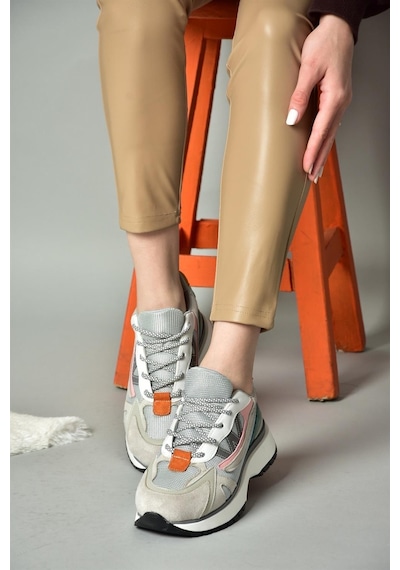 Fox Shoes R312511002 Gri Süet Kadın Spor Ayakkabı Sneakers Gri