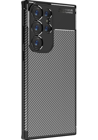Samsung Galaxy Uyumlu S23 Ultra Kılıf Karbon Silikon Case Kapak