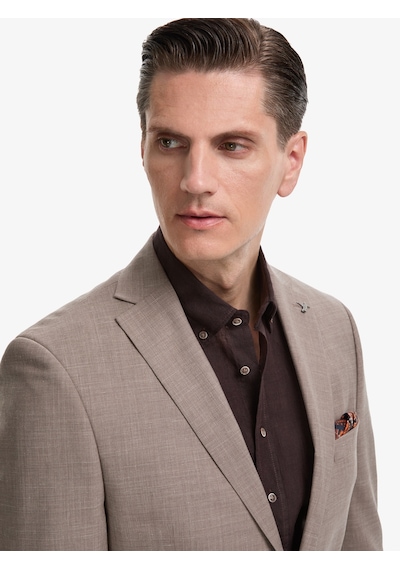 Cacharel Açık Kahverengi Slim Fit Yün Keten Karışımlı Mikro Desen Mono Yaka Takım Elbise Cacharel Açık Kahverengi Slim Fit Yün Keten Karışımlı Mikro Desen Mono Yaka Takım Elbise
