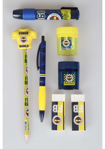"dekomus Cep Defteri Hediyeli" Lisanslı Fenerbahçe Kırtasiye Seti Silgi Tepeli Kurşun Kalem,versatil Uçlu Kalem,2 Adet Silgi Altın