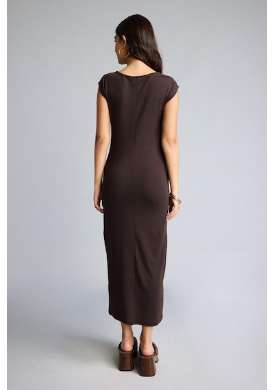 Defacto Bodycon Vücudu Saran Yuvarlak Yaka Modal Kısa Kollu Maxı Elbise H0862ax26aubn320 Kahve-bn320