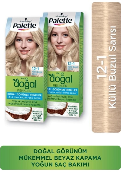 Palette Kalıcı Doğal Renkler 12 - 1 Küllü Buzul Sarısı X 2 Adet