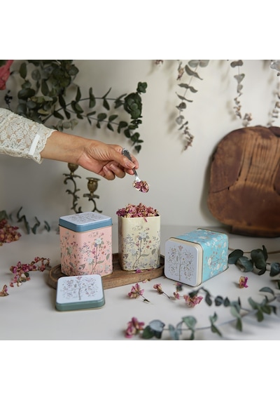 Botanica Desenli Kare Metal Saklama Kabı 3 Lü Set, 7.5 X 7.5 Cm Çok Renkli