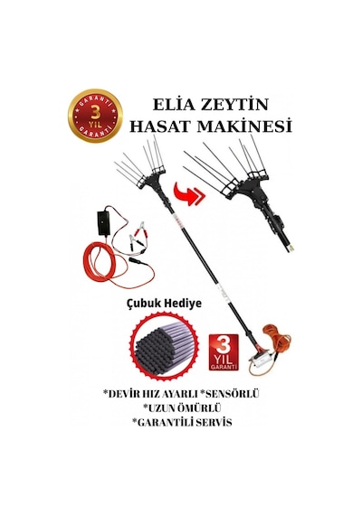 Elia Sensörlü Devir Ayarlı Teleskobik Zeytin Hasat Makinesi