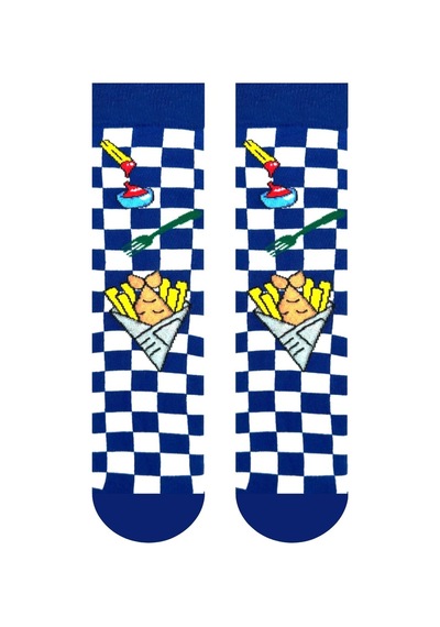 Carnaval Socks Fish & Chips Desenli Fast Food Temalı Damali Soket Çorap 2000386